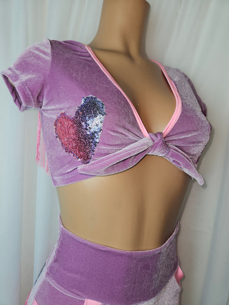 DOLLY Violet and Pink Crop Top
