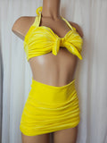 Starlet High Waist Bottom in Yellow Velvet