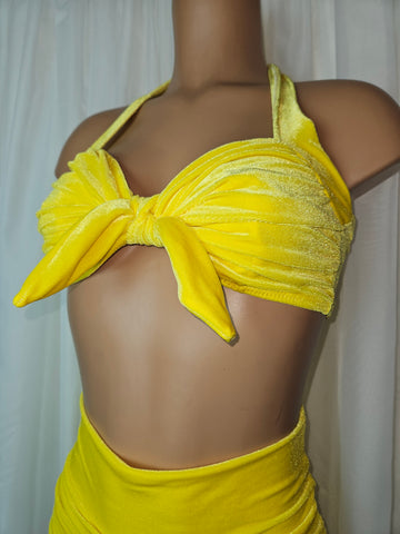 Starlet Ruched Top Yellow Velvet