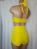 Starlet Ruched Top Yellow Velvet