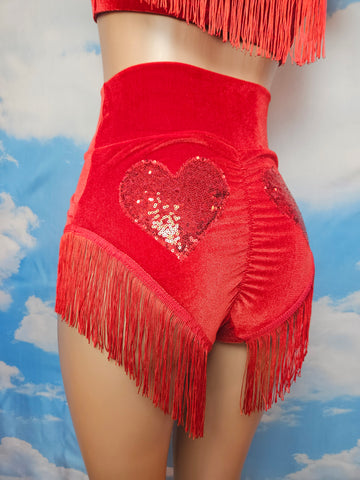 LONELY HEARTS SHIMMY BOTTOM in RED VELVET
