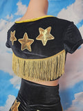 LONESTAR in BLACK CROP TOP with GOLD