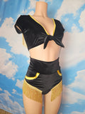 LONESTAR in BLACK CROP TOP with GOLD