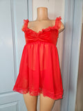 BABYDOLL in RED Velvet with Lace Size MED