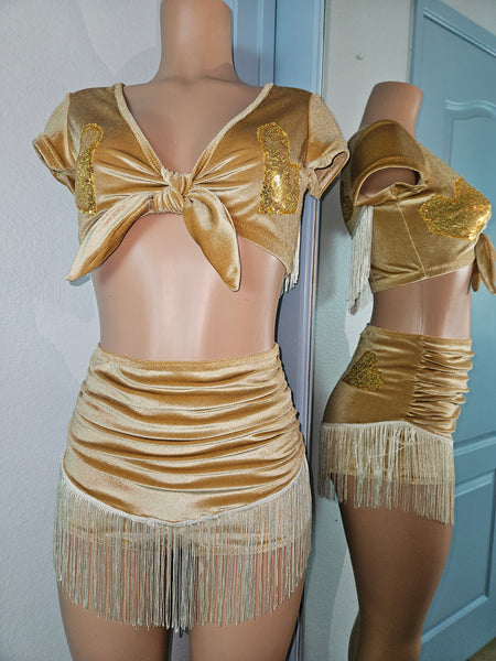 LONESTAR SHIMMY BOTTOM in BROWN VELVET With GOLD STARS