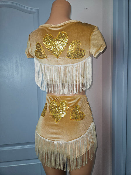 LONESTAR in TAN CROP TOP with HEARTS
