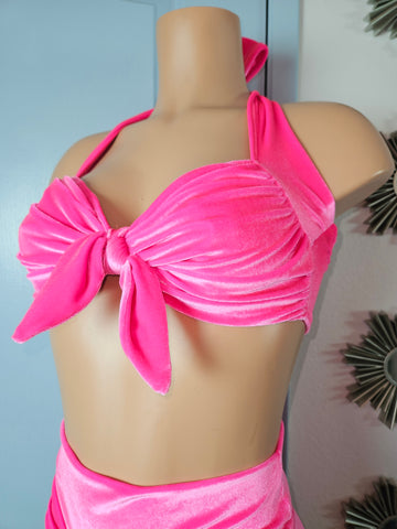 Starlet Ruched Top Hotpink Velvet