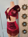 LONESTAR SHIMMY BOTTOM in MAROON VELVET With MAROON HEARTS