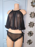 Darling 1960s Style BabyDoll Set- BLACK GLITTER MESH SIZE MED