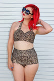 GIGI Leopard Retro High Waist Bikini Bottom