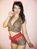 FINAL SALE JESSICA Leopard High Waist Bottom With Red Bow