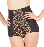 MEOW Black and Leopard Retro High Waist Bikini Bottom